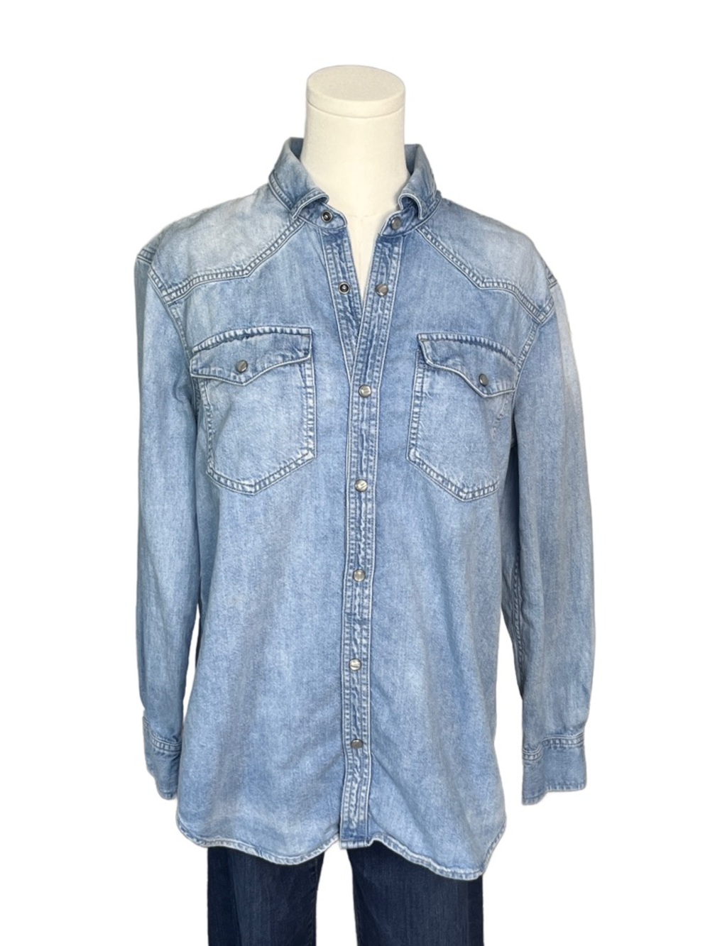 Madewell Light Blue Denim Snap Closure Shirt Size S
